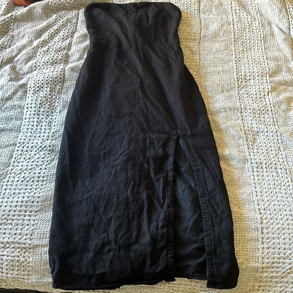 Black Strapless Midi Dress